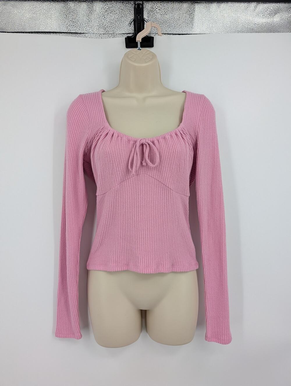 NWT Hollister Y2K Ribbed Babydoll Cropped Knit Size Large Coquette Milkmade